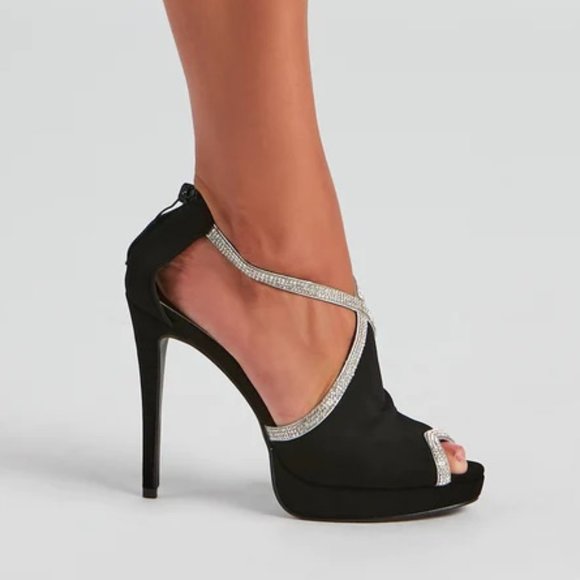 Windsor Babe At The Party Black Rhinestone Stiletto Booties 7 - Picture 2 of 4